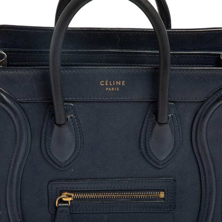 Pre Owned Céline Blue Leather Nano Luggage Tote