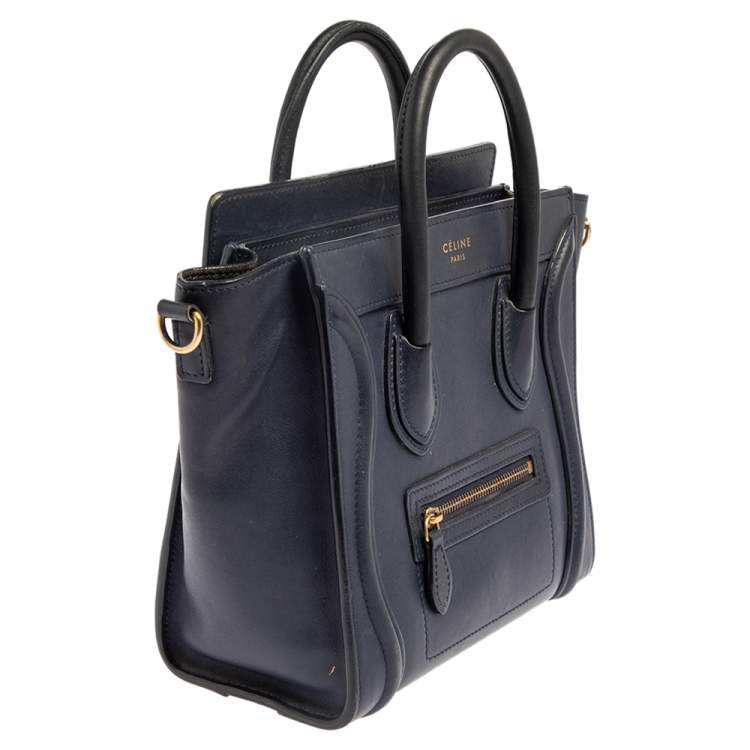 Pre Owned Céline Blue Leather Nano Luggage Tote