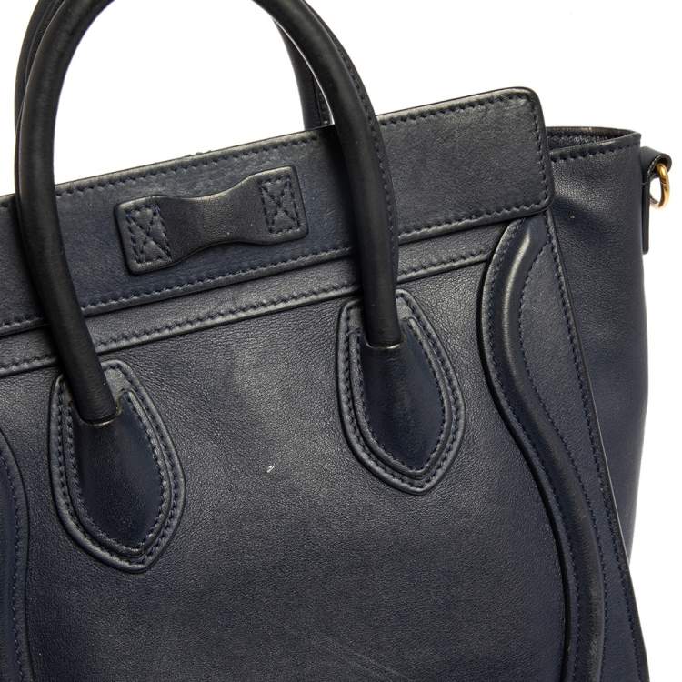 Pre Owned Céline Blue Leather Nano Luggage Tote