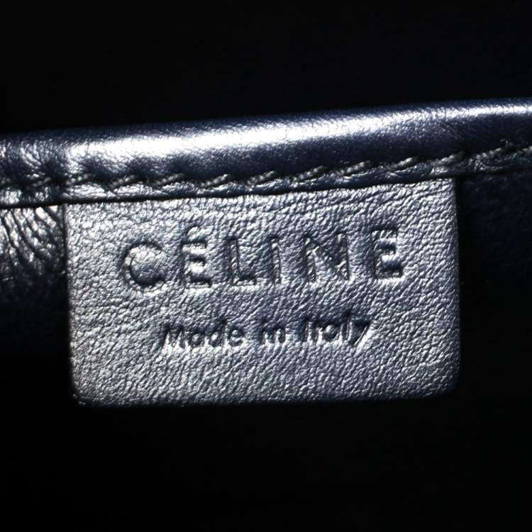 Pre Owned Celine Navy Blue Leather Nano Luggage Tote