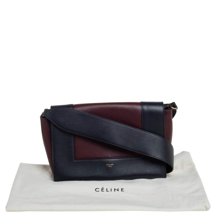 Pre Owned Celine Blue/Burgundy Leather Frame Classic Messenger Bag