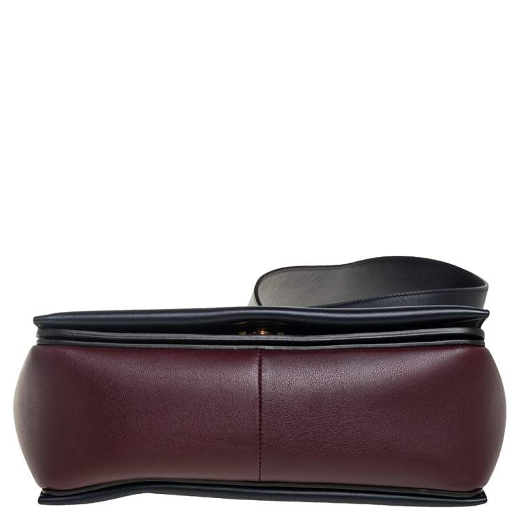 Pre Owned Celine Blue/Burgundy Leather Frame Classic Messenger Bag