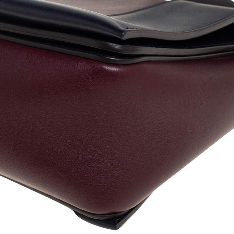 Pre Owned Celine Blue/Burgundy Leather Frame Classic Messenger Bag