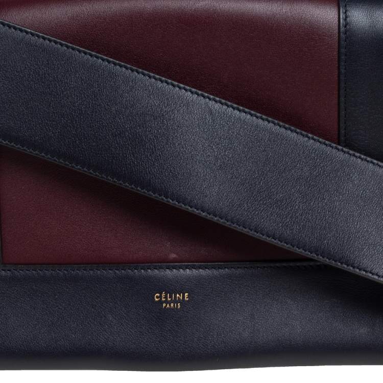 Pre Owned Celine Blue/Burgundy Leather Frame Classic Messenger Bag