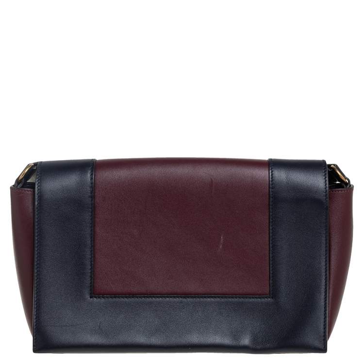 Pre Owned Celine Blue/Burgundy Leather Frame Classic Messenger Bag