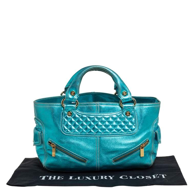 Pre Owned Celine Metallic Blue Leather Boogie Tote