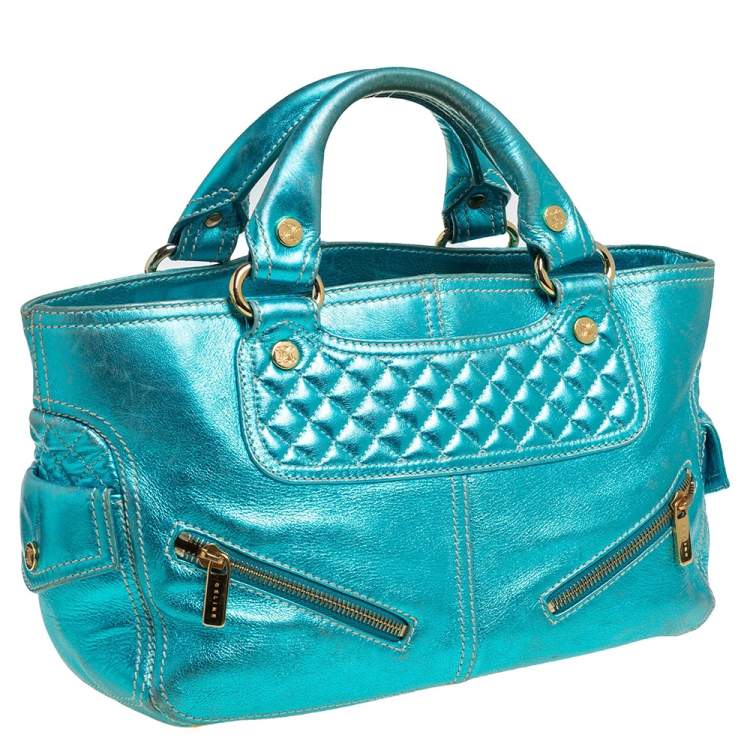 Pre Owned Celine Metallic Blue Leather Boogie Tote
