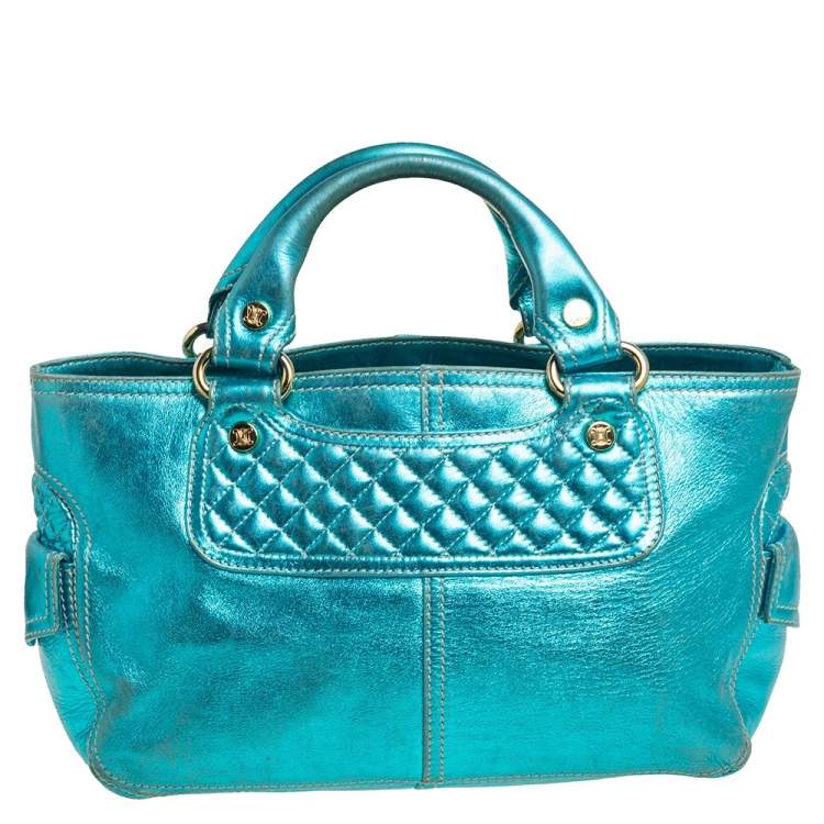 Pre Owned Celine Metallic Blue Leather Boogie Tote