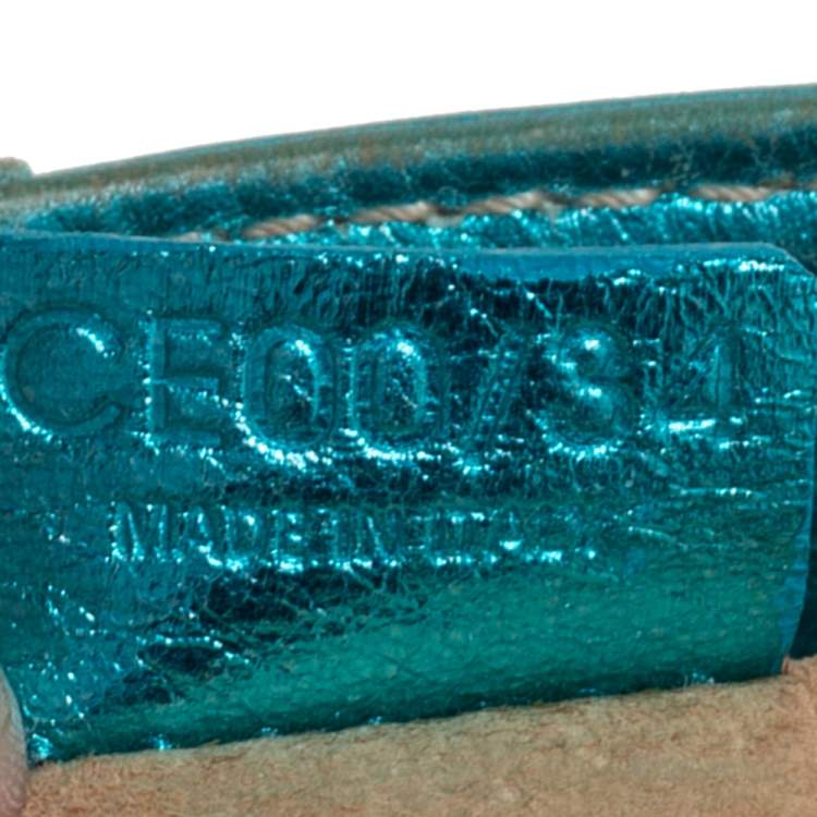 Pre Owned Celine Metallic Blue Leather Boogie Tote