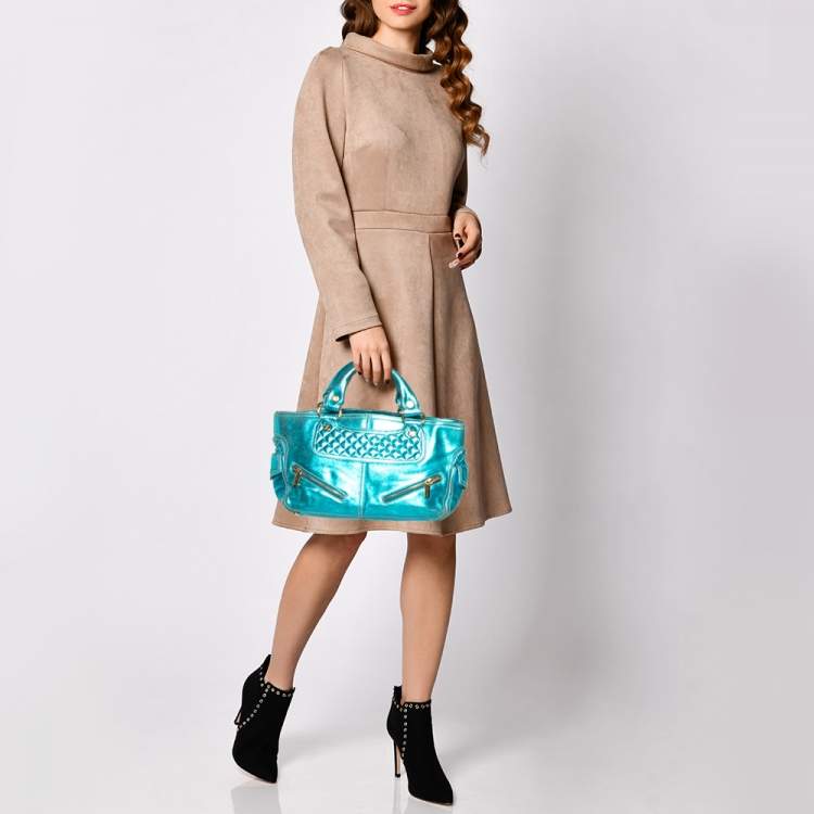 Pre Owned Celine Metallic Blue Leather Boogie Tote