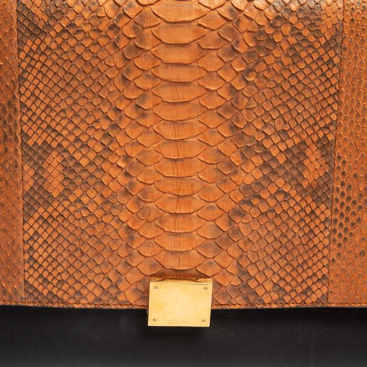 Pre Owned Celine Multicolor Python, Suede, and Leather Medium Trapeze Top Handle Bag