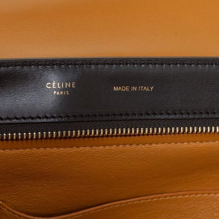 Pre Owned Celine Tri Color Leather and Suede Medium Trapeze Top Handle Bag