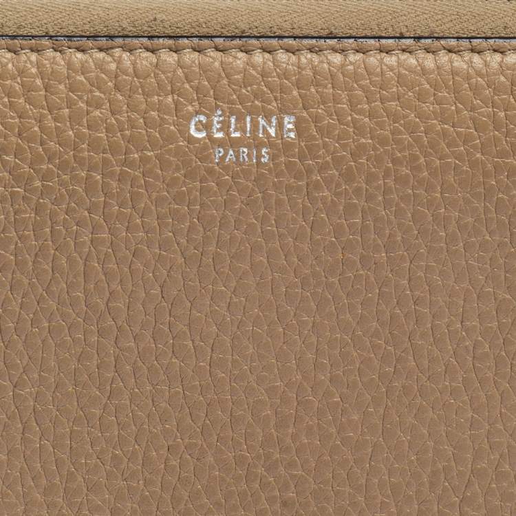 Pre Owned Celine Beige Leather Zip Around Wallet