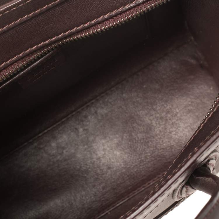 Pre Owned Céline Burgundy Leather Nano Luggage Tote