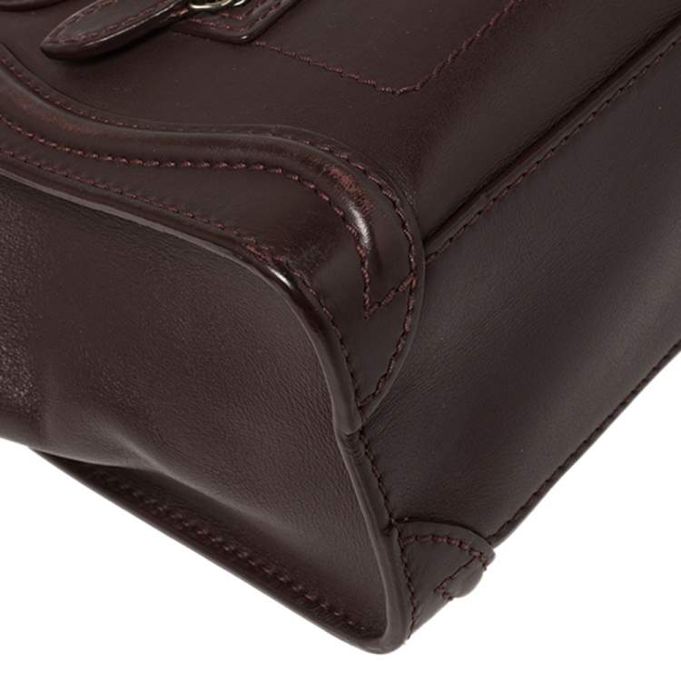 Pre Owned Céline Burgundy Leather Nano Luggage Tote