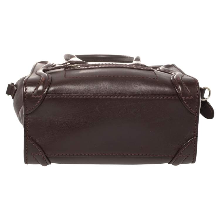 Pre Owned Céline Burgundy Leather Nano Luggage Tote