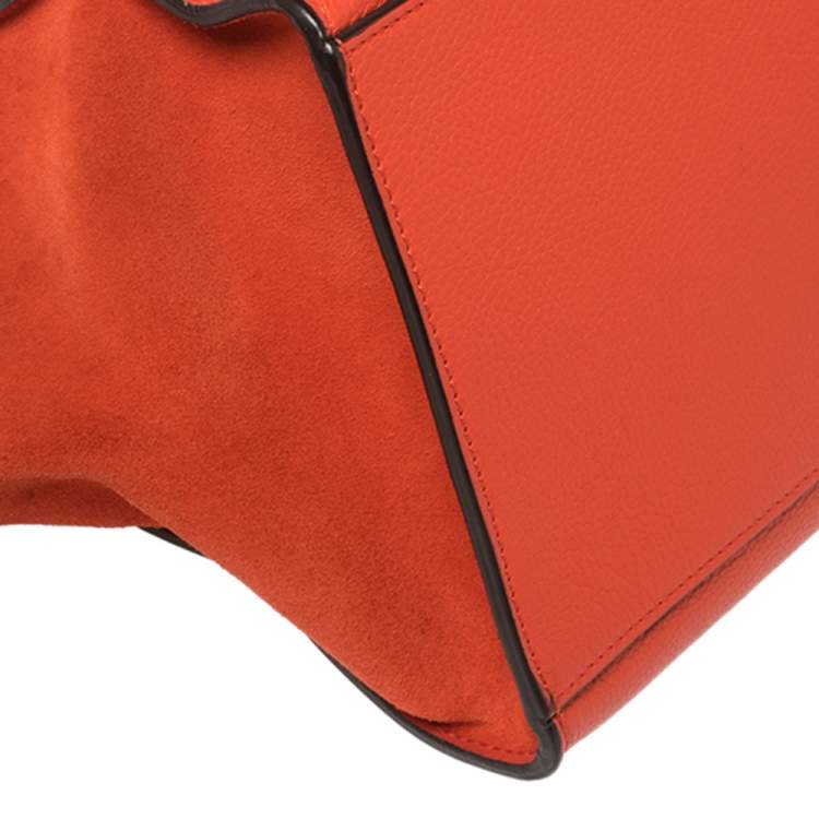 Pre Owned Celine Red Leather and Suede Medium Trapeze Top Handle Bag
