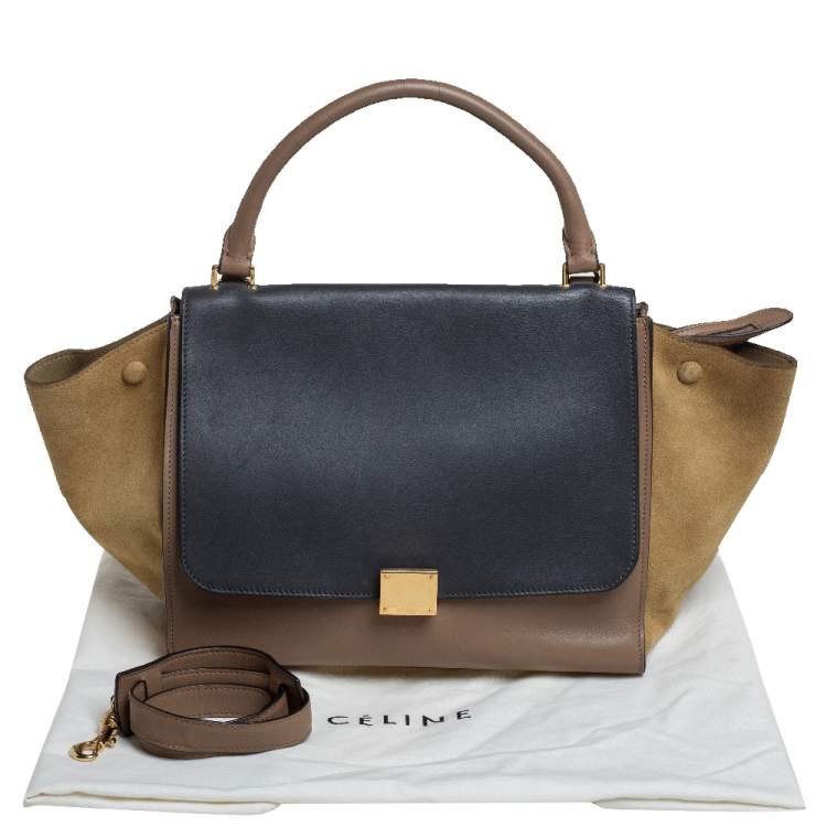 مملوكة مسبقًا Celine Tri Color Leather and Suede Medium Trapeze Top Handle Bag