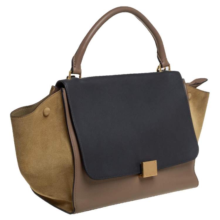 مملوكة مسبقًا Celine Tri Color Leather and Suede Medium Trapeze Top Handle Bag