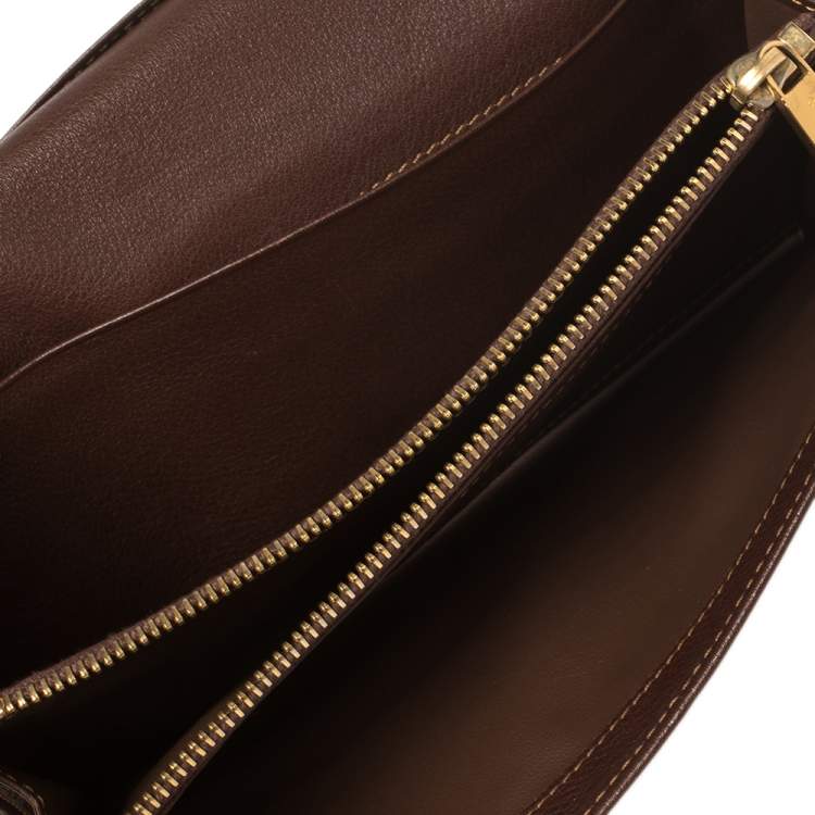 Pre Owned Céline Blue/Brown Macadam Canvas and Leather Continental Wallet