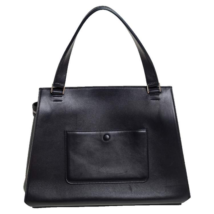 مملوكة مسبقًا Celine Black/Beige Python and Leather Medium Edge Top Handle Bag