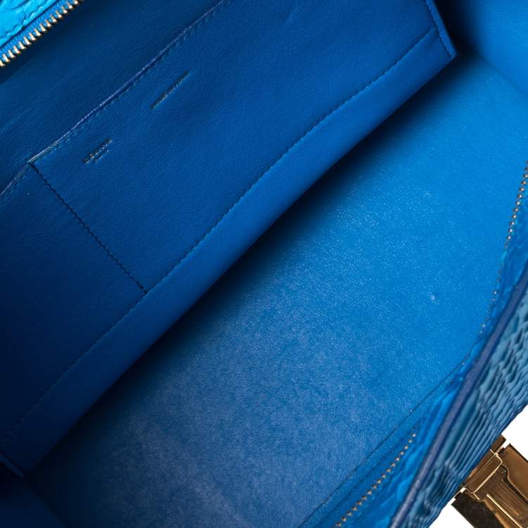 مملوكة مسبقًا Celine Blue Python and Suede Medium Trapeze Top Handle Bag