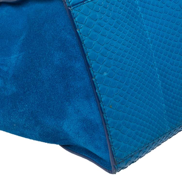 مملوكة مسبقًا Celine Blue Python and Suede Medium Trapeze Top Handle Bag