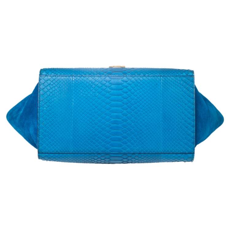 مملوكة مسبقًا Celine Blue Python and Suede Medium Trapeze Top Handle Bag