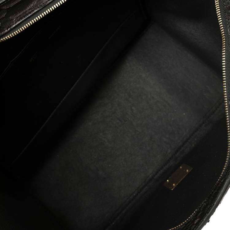 Pre Owned Celine Black Python and Suede Medium Trapeze Top Handle Bag