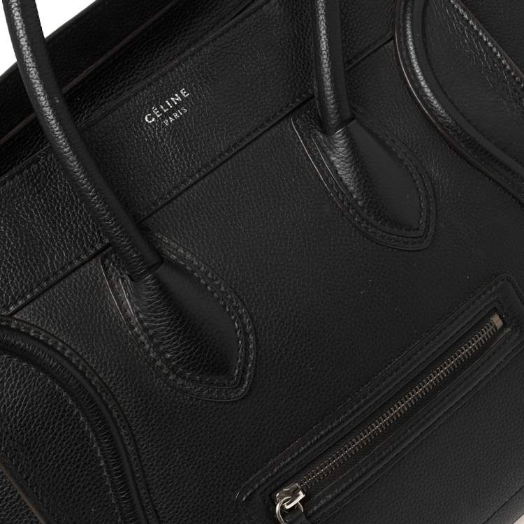 Pre Owned Celine Black Leather Mini Luggage Tote