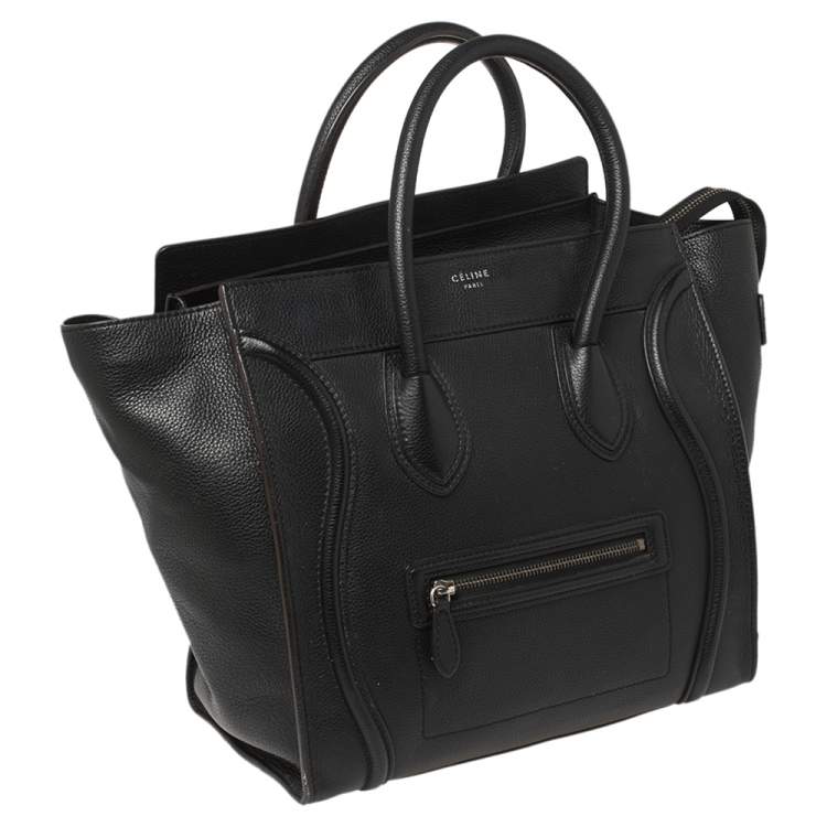 Pre Owned Celine Black Leather Mini Luggage Tote