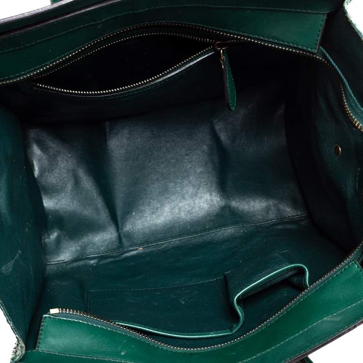 Pre Owned Céline Green Python and Leather Mini Luggage Tote