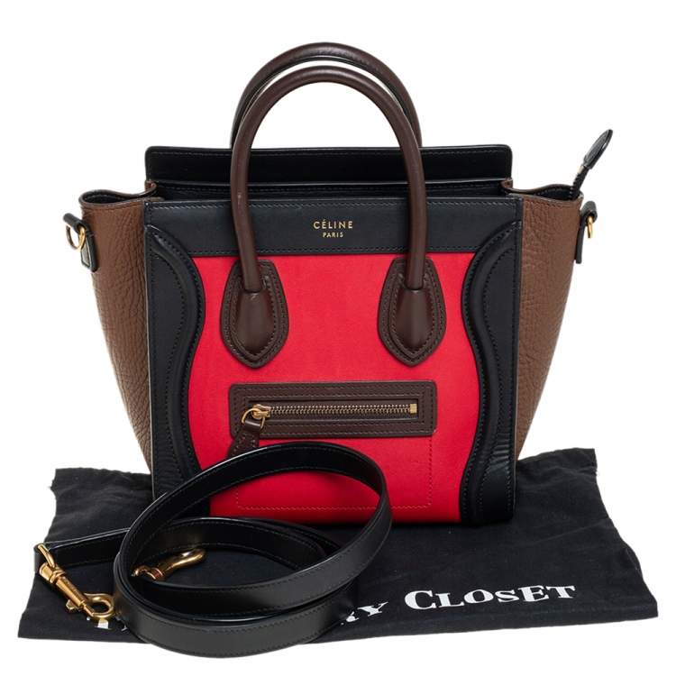 Pre Owned Céline Tri Color Leather Nano Luggage Tote