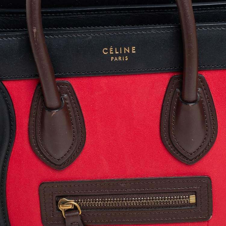 Pre Owned Céline Tri Color Leather Nano Luggage Tote