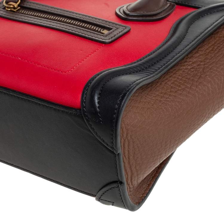 Pre Owned Céline Tri Color Leather Nano Luggage Tote