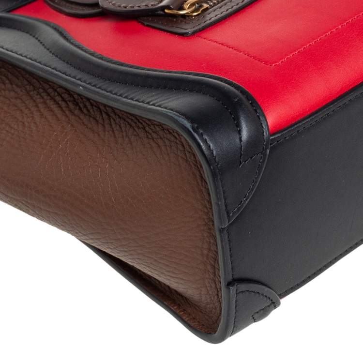 Pre Owned Céline Tri Color Leather Nano Luggage Tote