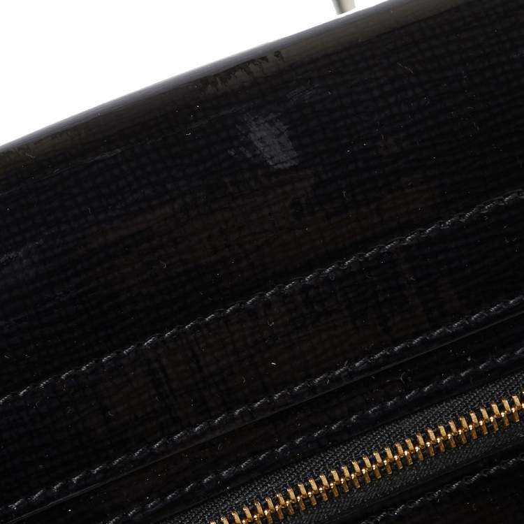 مملوكة مسبقًا Celine Black Patent Leather and Suede Medium Trapeze Top Handle Bag