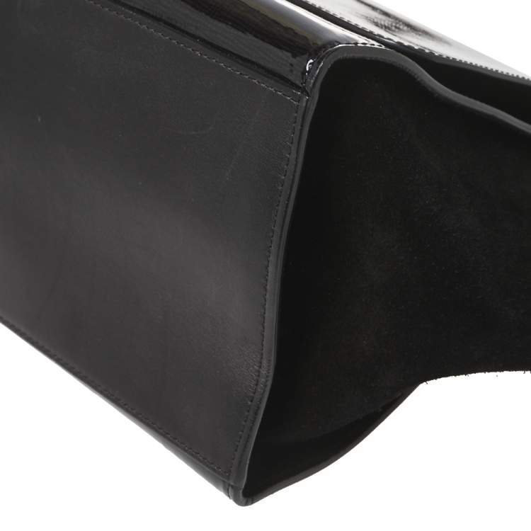 مملوكة مسبقًا Celine Black Patent Leather and Suede Medium Trapeze Top Handle Bag