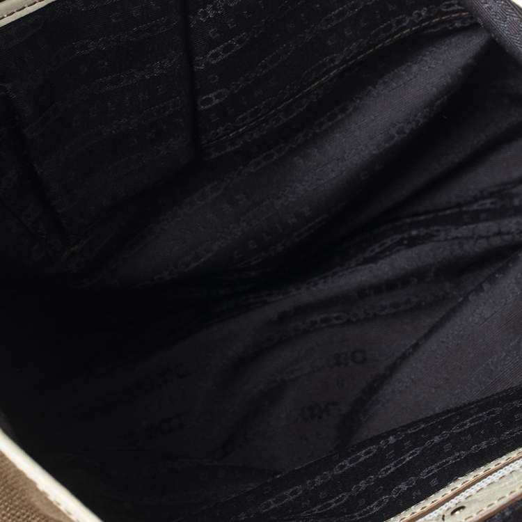 Pre Owned Celine Brown/Light Cream Canvas and Leather Boogie Hobo