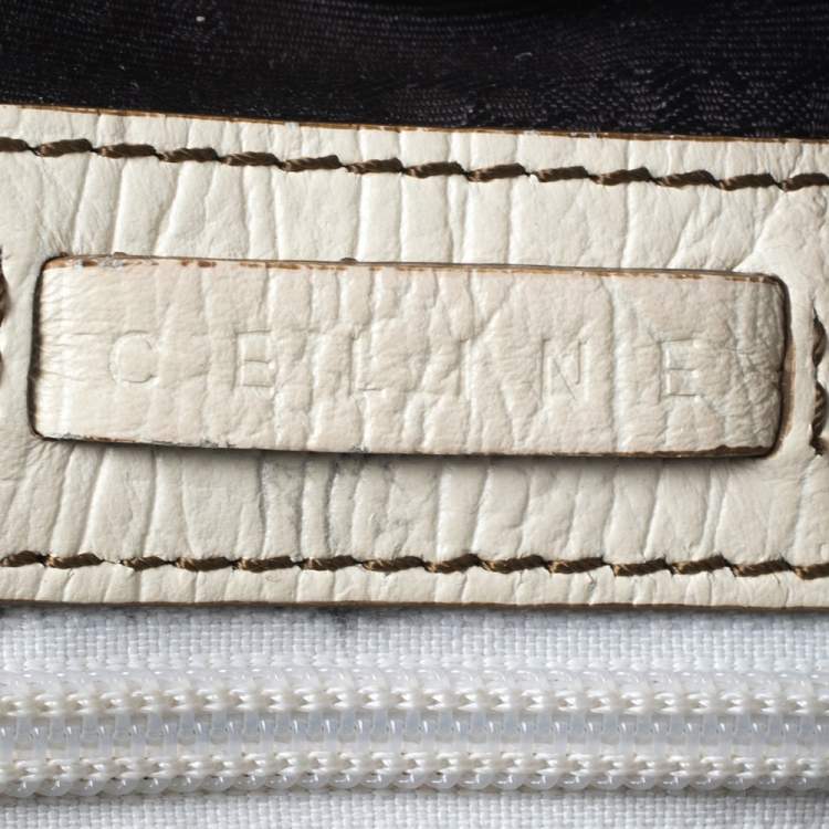Pre Owned Celine Brown/Light Cream Canvas and Leather Boogie Hobo
