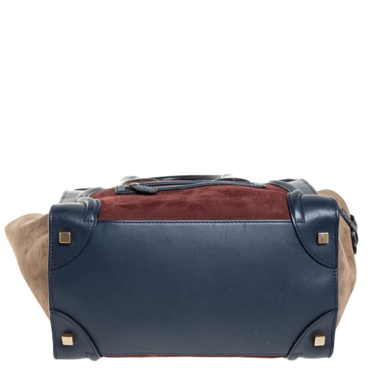 مملوكة مسبقًا Celine Tri Color Leather and Suede Mini Luggage Tote