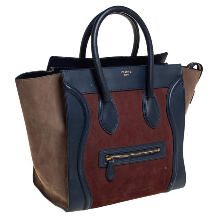 مملوكة مسبقًا Celine Tri Color Leather and Suede Mini Luggage Tote