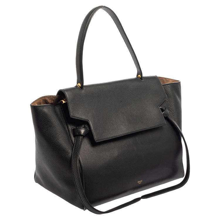 Pre Owned Celine Black Leather Mini Belt Top Handle Bag