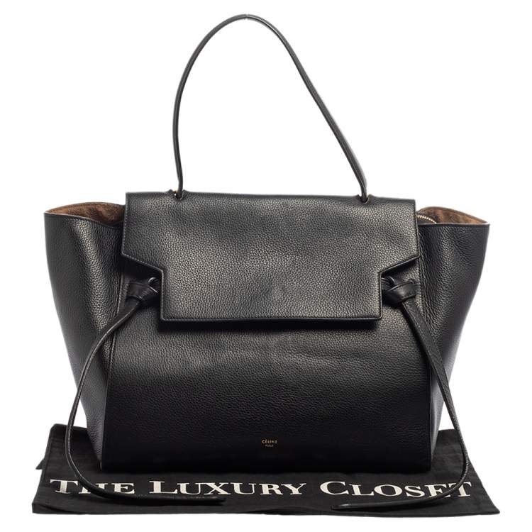 Pre Owned Celine Black Leather Mini Belt Top Handle Bag
