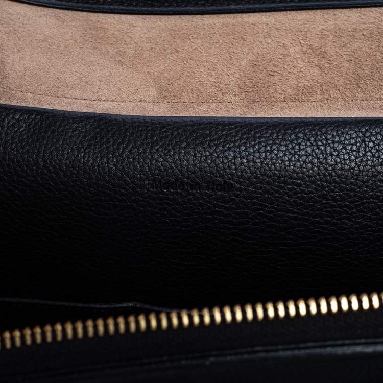 Pre Owned Celine Black Leather Mini Belt Top Handle Bag