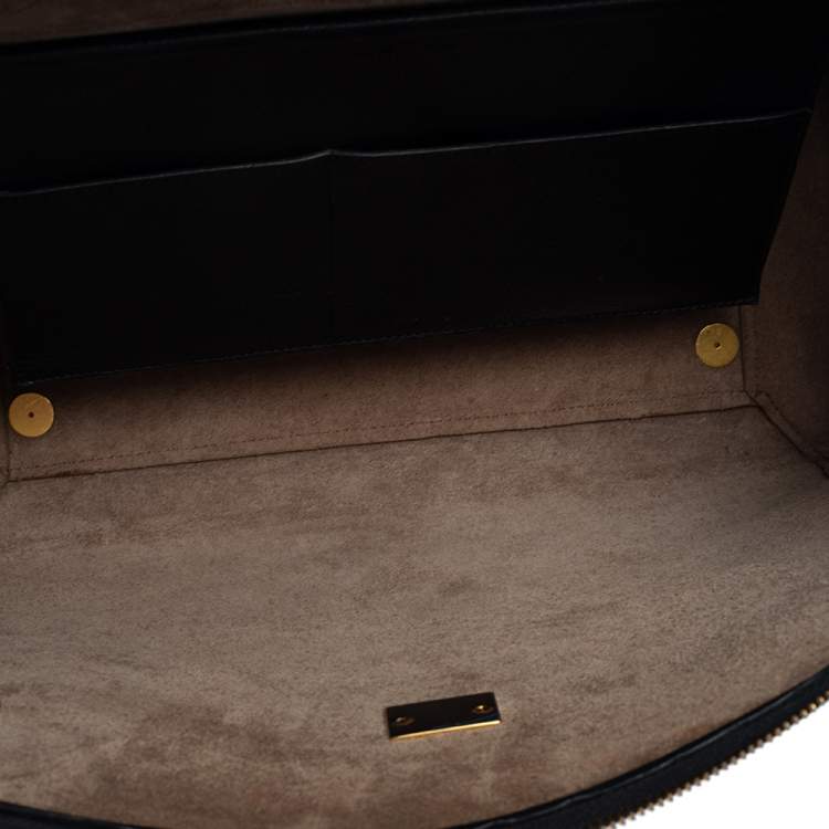Pre Owned Celine Black Leather Mini Belt Top Handle Bag