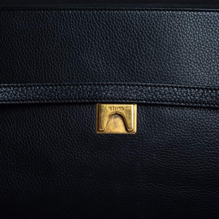 Pre Owned Celine Black Leather Mini Belt Top Handle Bag