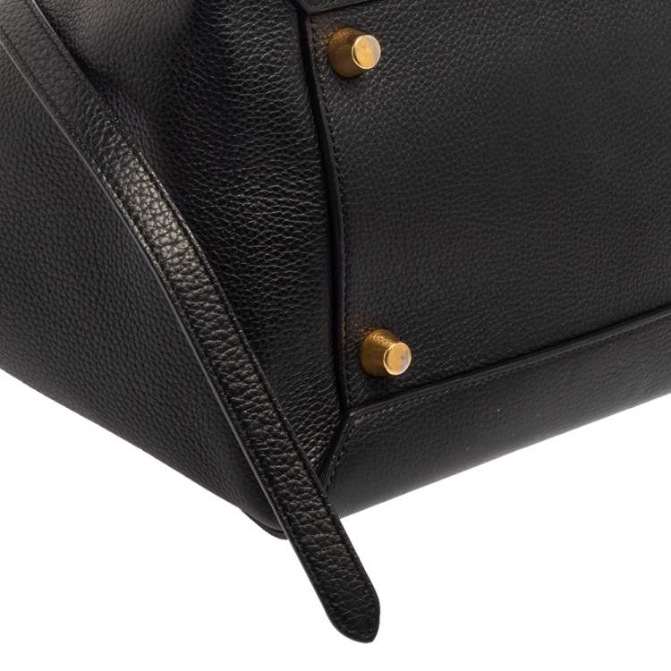Pre Owned Celine Black Leather Mini Belt Top Handle Bag
