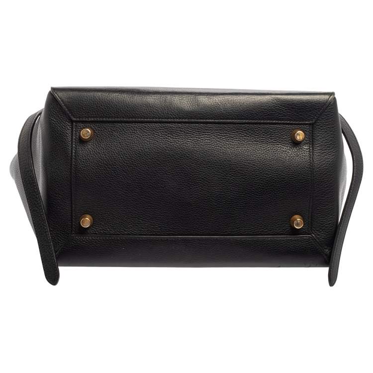 Pre Owned Celine Black Leather Mini Belt Top Handle Bag