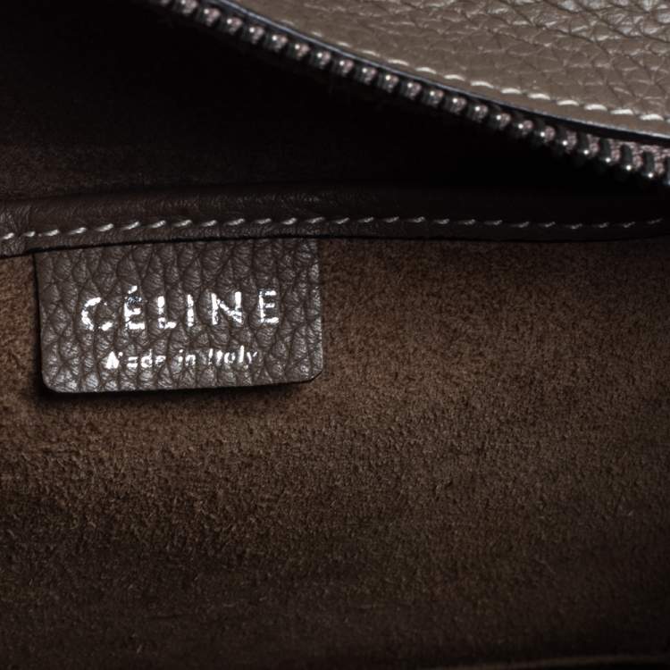 Pre Owned Celine Khaki Leather Nano Luggage Tote